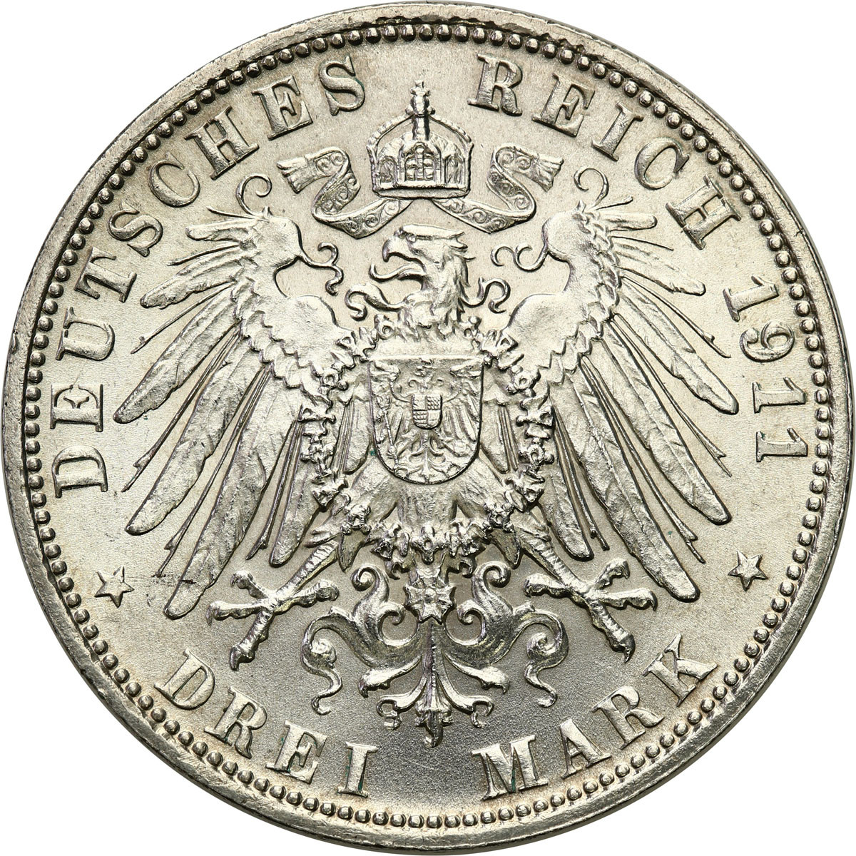 Niemcy, Bawaria. 3 marki 1911 D, Monachium, Luitpold - PIĘKNE